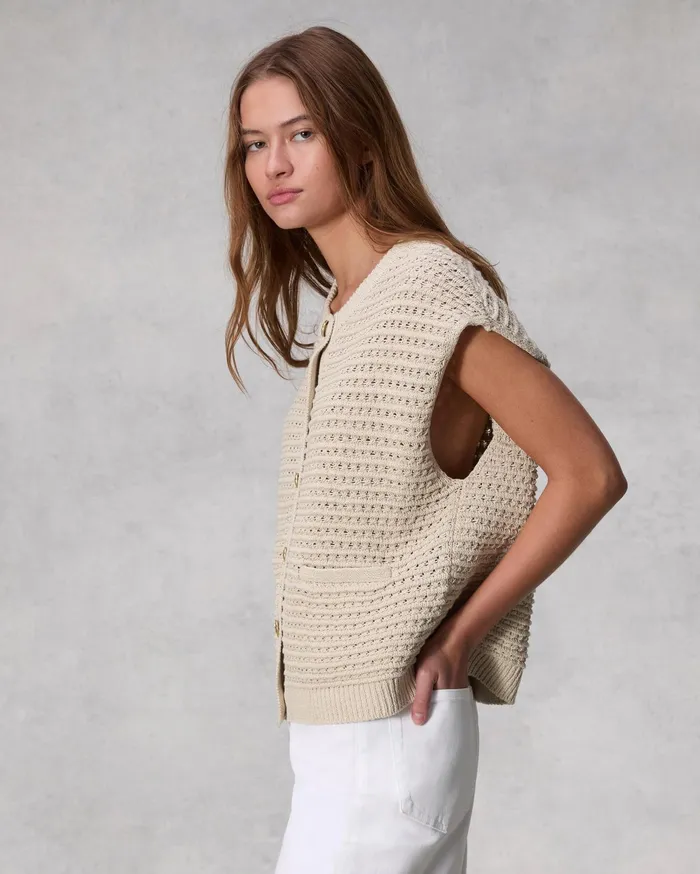 Women Rag and Bone Blazers and Vests Marlee Cotton Sweater Vest Turtledove Women Rag and Bone Blazers and Vests Marlee Cotton Sweater Vest Turtledove