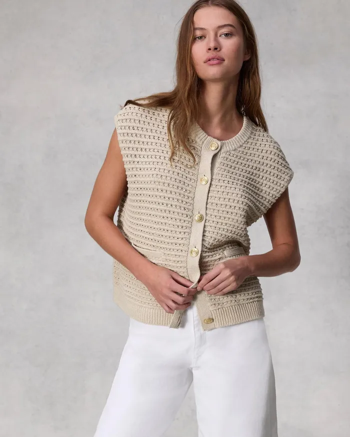 Women Rag and Bone Blazers and Vests Marlee Cotton Sweater Vest Turtledove Women Rag and Bone Blazers and Vests Marlee Cotton Sweater Vest Turtledove