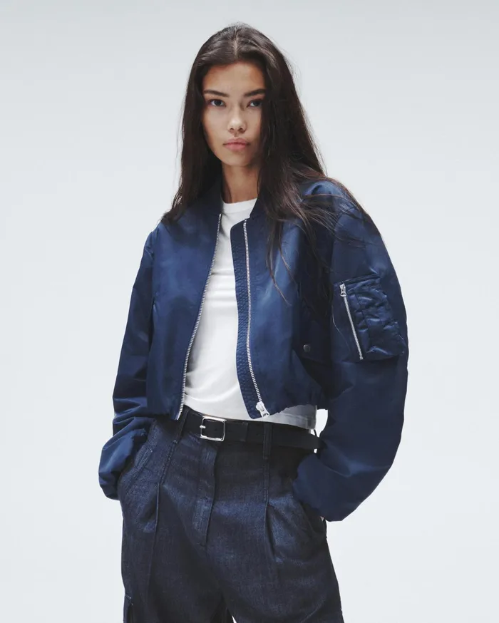 Women Rag and Bone Coats and Jackets Maggie Cropped Nylon Bomber Salute