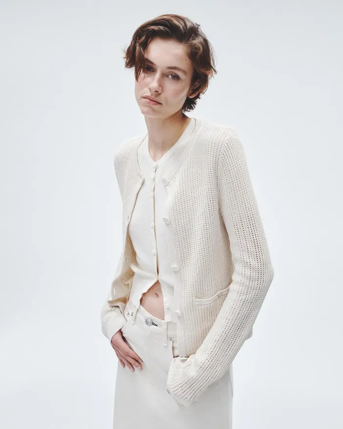 Women Rag and Bone Sweaters Viola Cotton Cardigan Turtledove