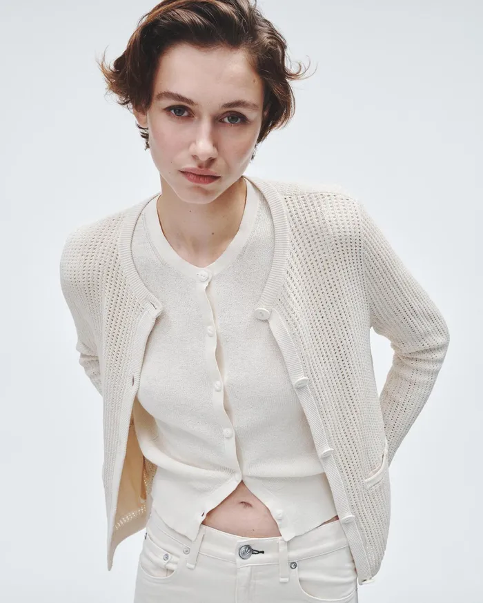 Women Rag and Bone Sweaters Viola Cotton Cardigan Turtledove Women Rag and Bone Sweaters Viola Cotton Cardigan Turtledove