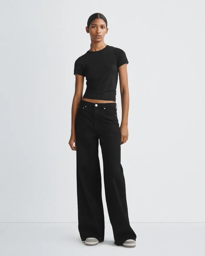 Women Rag and Bone TShirts Luca Short Sleeve Baby Tee Black