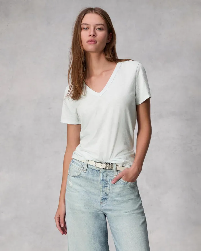 Women Rag and Bone TShirts The Slub Vee Ice Blue