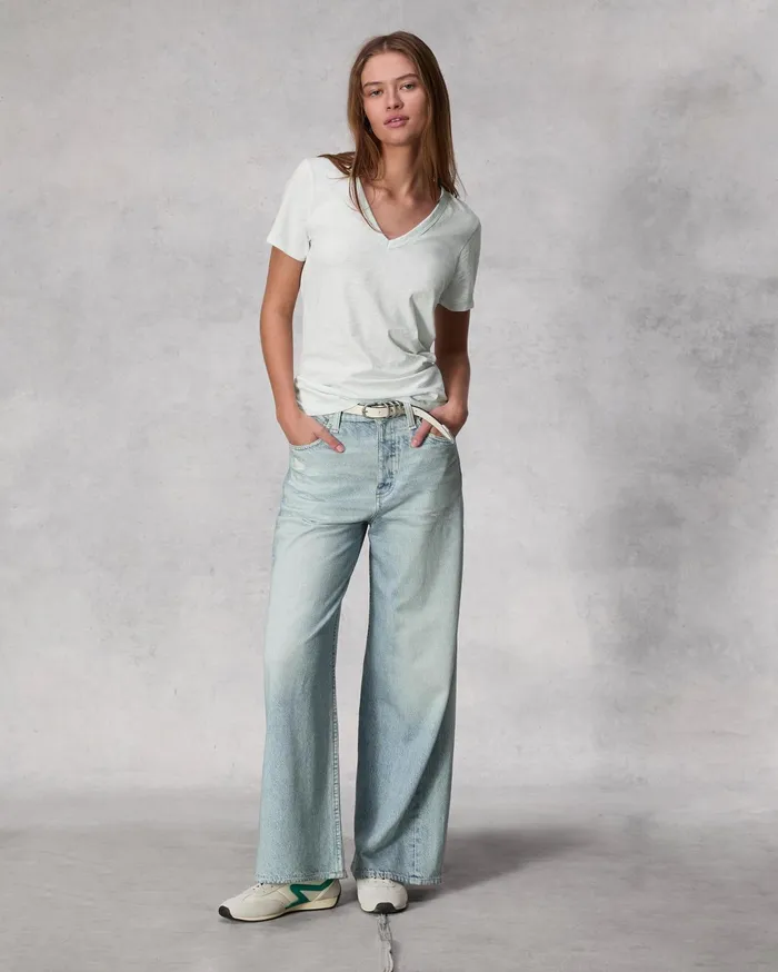 Women Rag and Bone TShirts The Slub Vee Ice Blue Women Rag and Bone TShirts The Slub Vee Ice Blue
