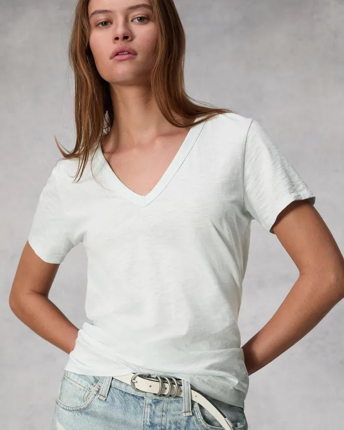 Women Rag and Bone TShirts The Slub Vee Ice Blue Women Rag and Bone TShirts The Slub Vee Ice Blue