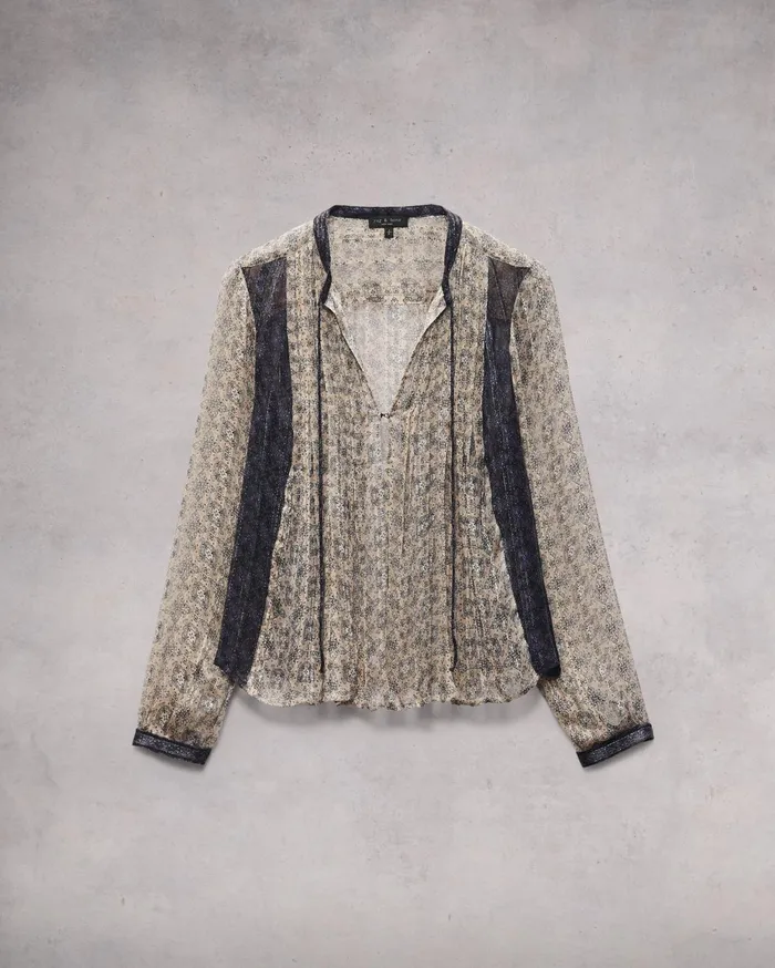 Women Rag and Bone Tops Amaris Viscose Lurex Top Beige Multi Women Rag and Bone Tops Amaris Viscose Lurex Top Beige Multi