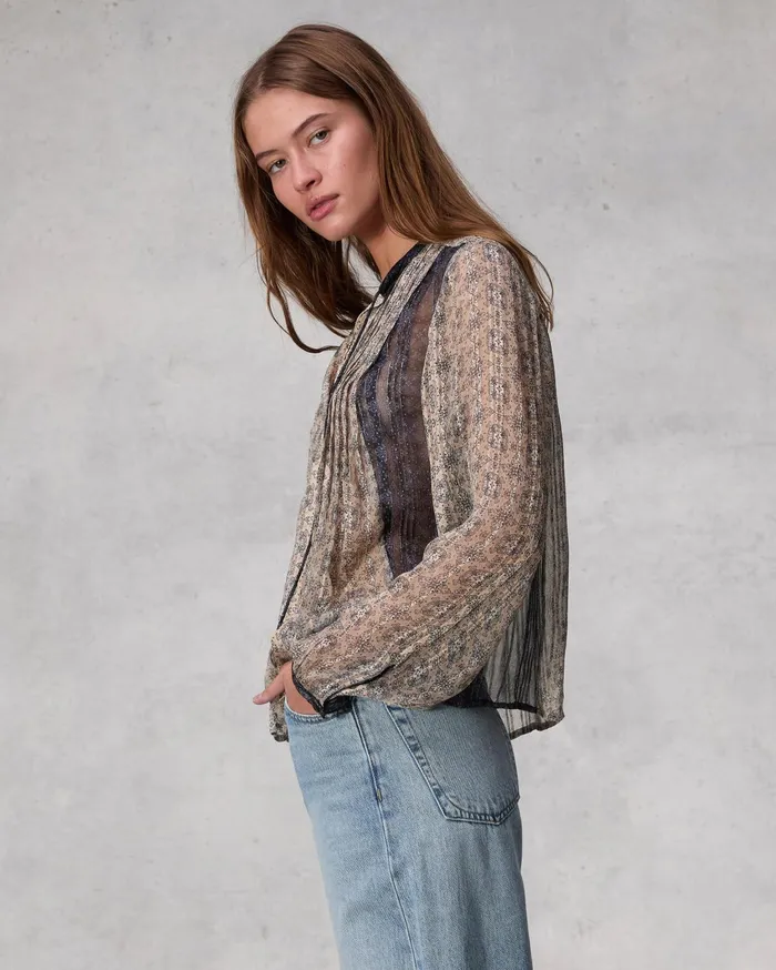 Women Rag and Bone Tops Amaris Viscose Lurex Top Beige Multi Women Rag and Bone Tops Amaris Viscose Lurex Top Beige Multi