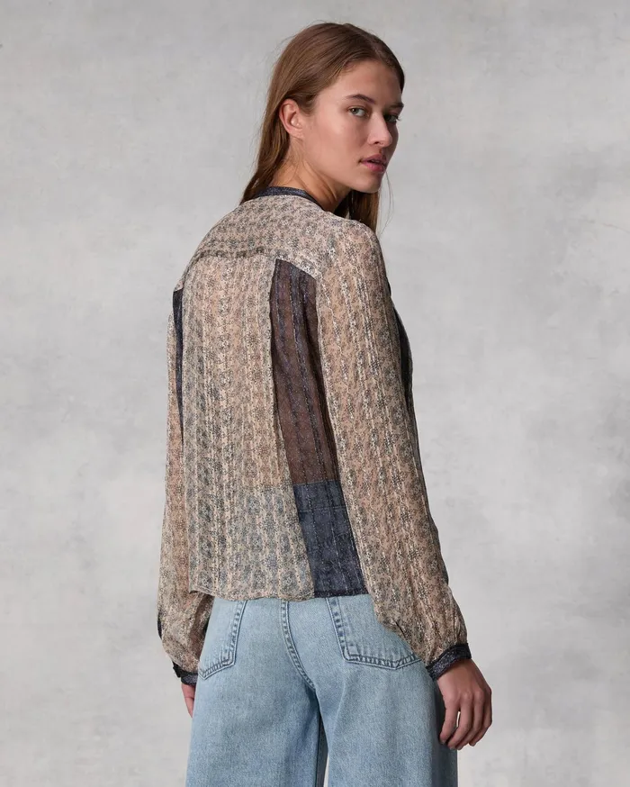 Women Rag and Bone Tops Amaris Viscose Lurex Top Beige Multi Women Rag and Bone Tops Amaris Viscose Lurex Top Beige Multi