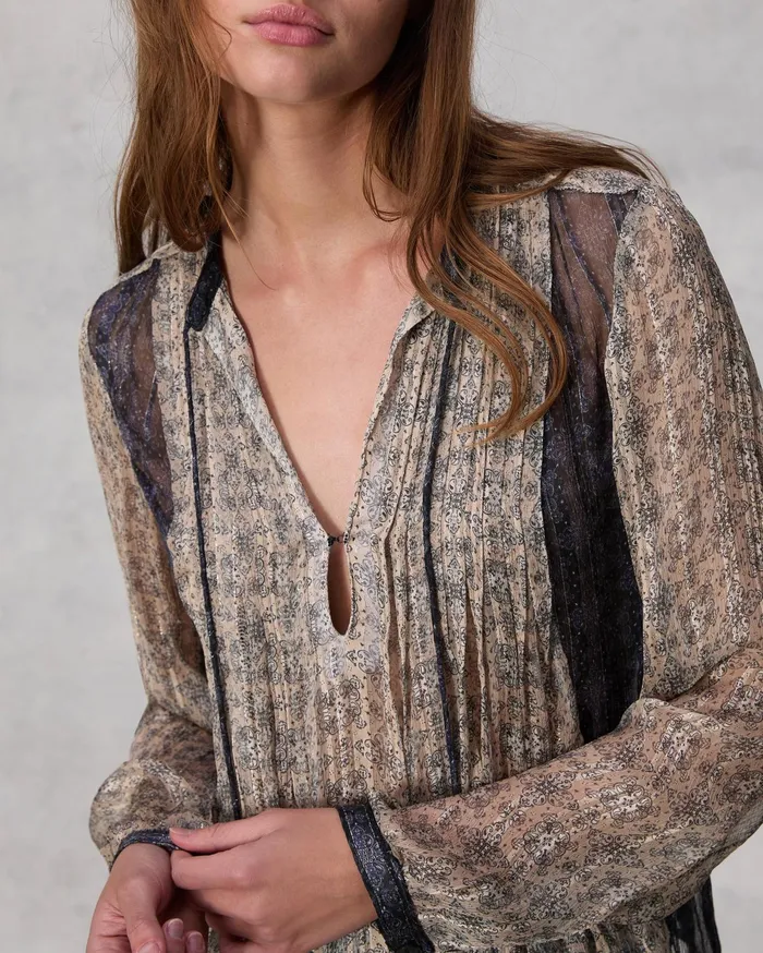 Women Rag and Bone Tops Amaris Viscose Lurex Top Beige Multi Women Rag and Bone Tops Amaris Viscose Lurex Top Beige Multi
