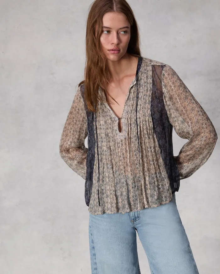 Women Rag and Bone Tops Amaris Viscose Lurex Top Beige Multi Women Rag and Bone Tops Amaris Viscose Lurex Top Beige Multi