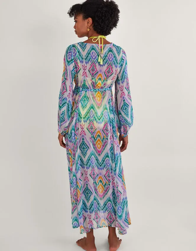 Women Rainbow Ikat Print Kaftan Dress In Lenzing Ecovero Pink Monsoon Dresses