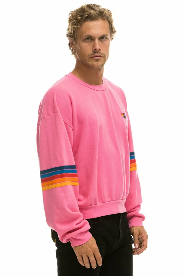 Women RAINBOW STITCH SLEEVE CREW SWEATSHIRT RELAXED 8211 PARIS PINK 2 Aviator Nation UnisexCrewSweatshirt Women RAINBOW STITCH SLEEVE CREW SWEATSHIRT RELAXED 8211 PARIS PINK 2 Aviator Nation UnisexCrewSweatshirt