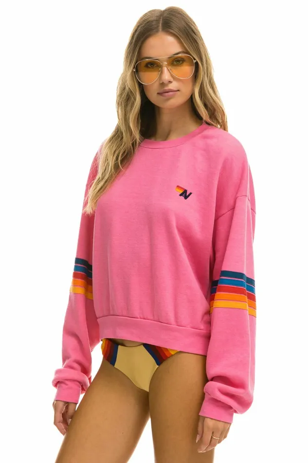 Women RAINBOW STITCH SLEEVE CREW SWEATSHIRT RELAXED 8211 PARIS PINK 2 Aviator Nation UnisexCrewSweatshirt Women RAINBOW STITCH SLEEVE CREW SWEATSHIRT RELAXED 8211 PARIS PINK 2 Aviator Nation UnisexCrewSweatshirt