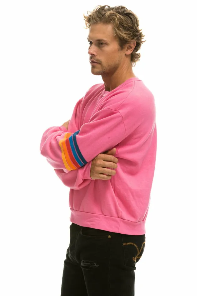 Women RAINBOW STITCH SLEEVE CREW SWEATSHIRT RELAXED 8211 PARIS PINK 2 Aviator Nation UnisexCrewSweatshirt Women RAINBOW STITCH SLEEVE CREW SWEATSHIRT RELAXED 8211 PARIS PINK 2 Aviator Nation UnisexCrewSweatshirt