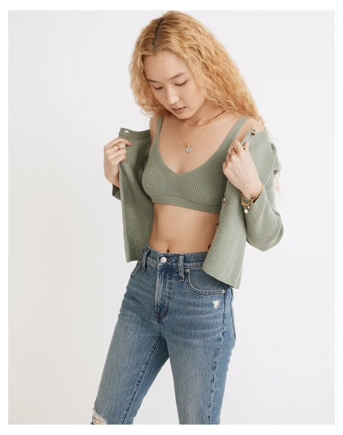 Women Resourced Cashmere Sweater Bralette Frosted Willow Madewell Sweaters