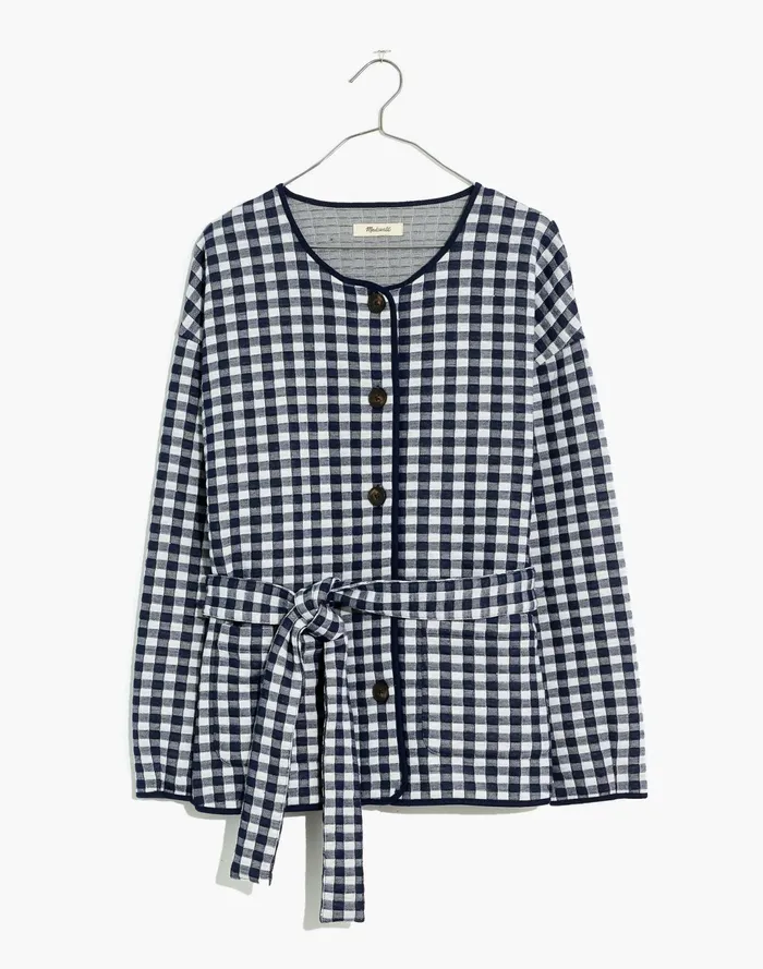 Women Resourced Gingham Quilted Tie Jacket Classic Indigo Madewell Sweatshirts and Sweatpants Women Resourced Gingham Quilted Tie Jacket Classic Indigo Madewell Sweatshirts and Sweatpants