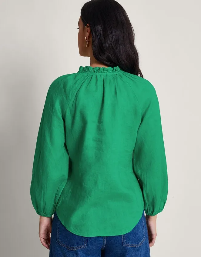 Women Reine Frill Linen Blouse Green Monsoon Tops and Blouses