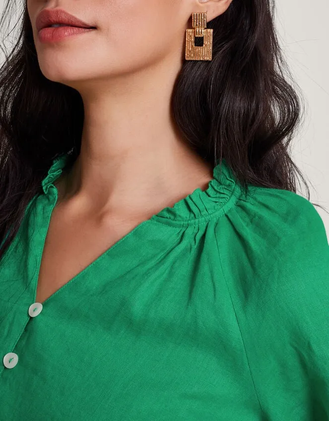 Women Reine Frill Linen Blouse Green Monsoon Tops and Blouses