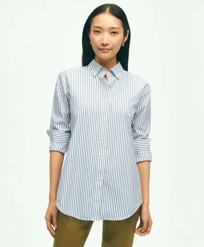 Women Relaxed Fit Stretch Supima Cotton NonIron Striped Dress Shirt Navywhite Brooks Brothers Blouses and Shirts Women Relaxed Fit Stretch Supima Cotton NonIron Striped Dress Shirt Navywhite Brooks Brothers Blouses and Shirts