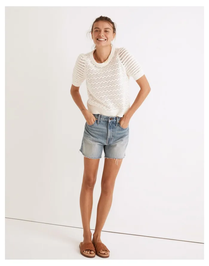 Women Relaxed Mid Length Denim Shorts In Kelton Wash Kelton Wash Madewell Shorts