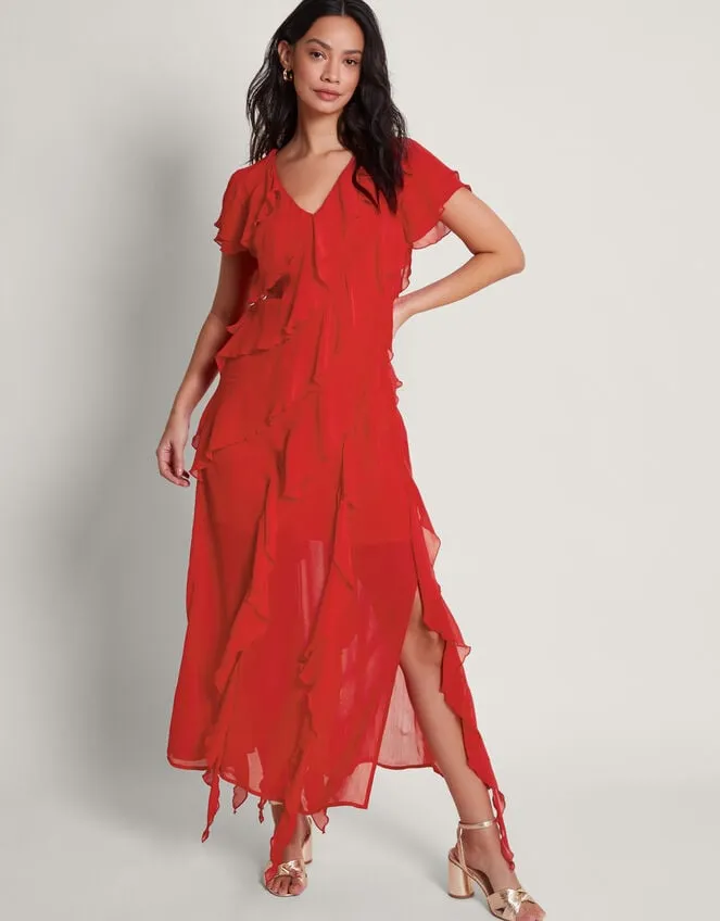 Women Renata Ruffle Midi Dress Red Monsoon Occasionwear