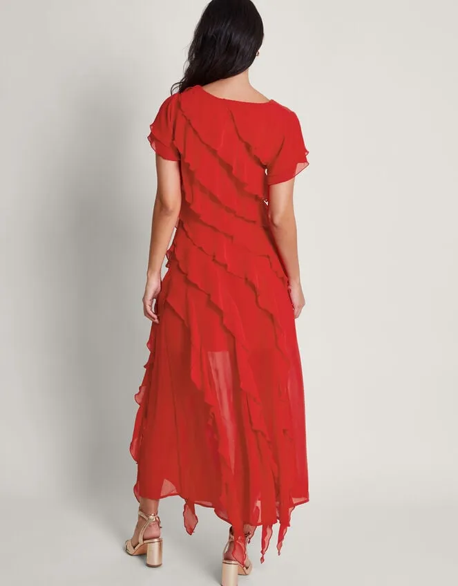 Women Renata Ruffle Midi Dress Red Monsoon Occasionwear