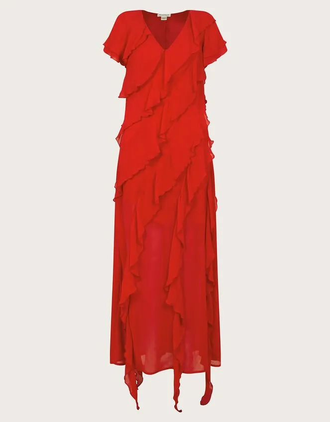 Women Renata Ruffle Midi Dress Red Monsoon Occasionwear