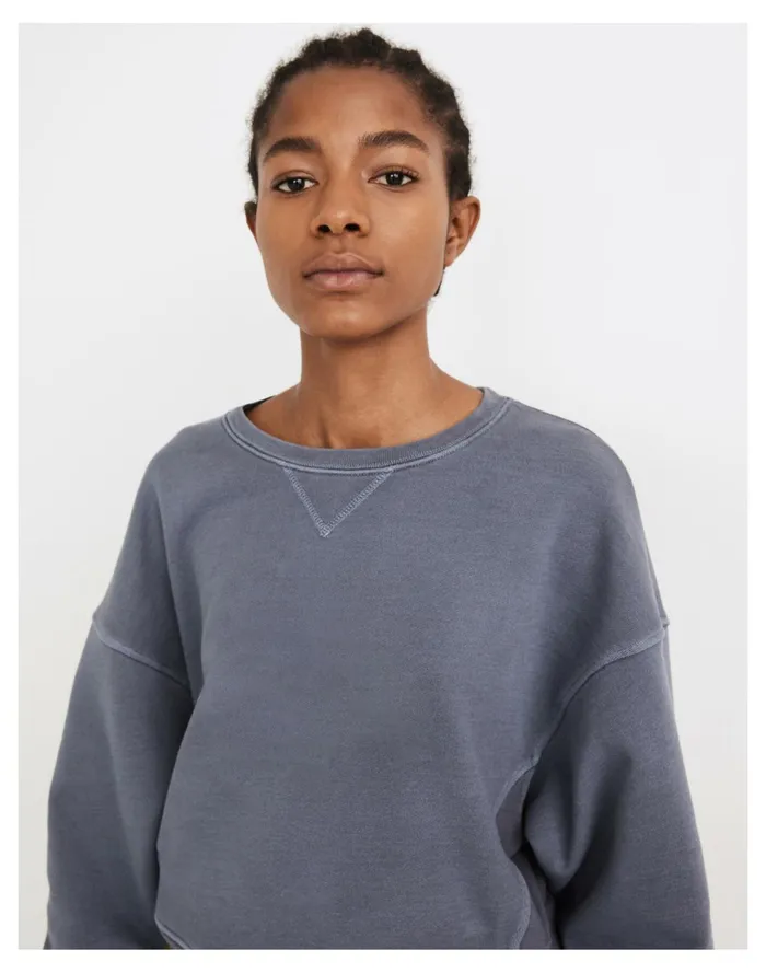 Women Rivet and Thread Logo Rib Insert Sweatshirt Sunfaded Indigo Madewell Sweatshirts and Sweatpants Women Rivet and Thread Logo Rib Insert Sweatshirt Sunfaded Indigo Madewell Sweatshirts and Sweatpants