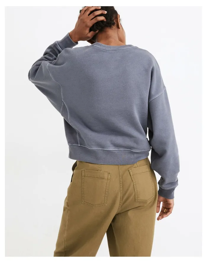 Women Rivet and Thread Logo Rib Insert Sweatshirt Sunfaded Indigo Madewell Sweatshirts and Sweatpants Women Rivet and Thread Logo Rib Insert Sweatshirt Sunfaded Indigo Madewell Sweatshirts and Sweatpants