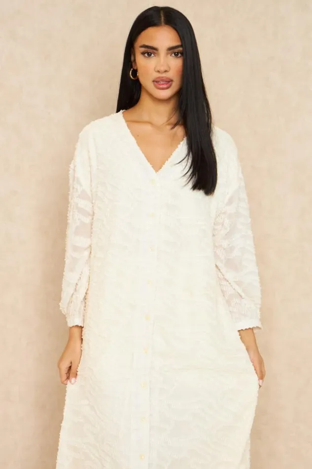 Women Robe Gilet Longue Duveteuse crue Ecru Brentiny Paris Cardigans