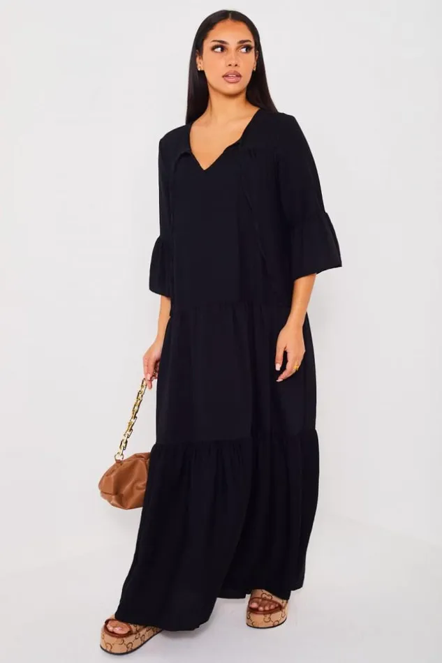 Women Robe Longue vase Noire Black Brentiny Paris Short Dresses