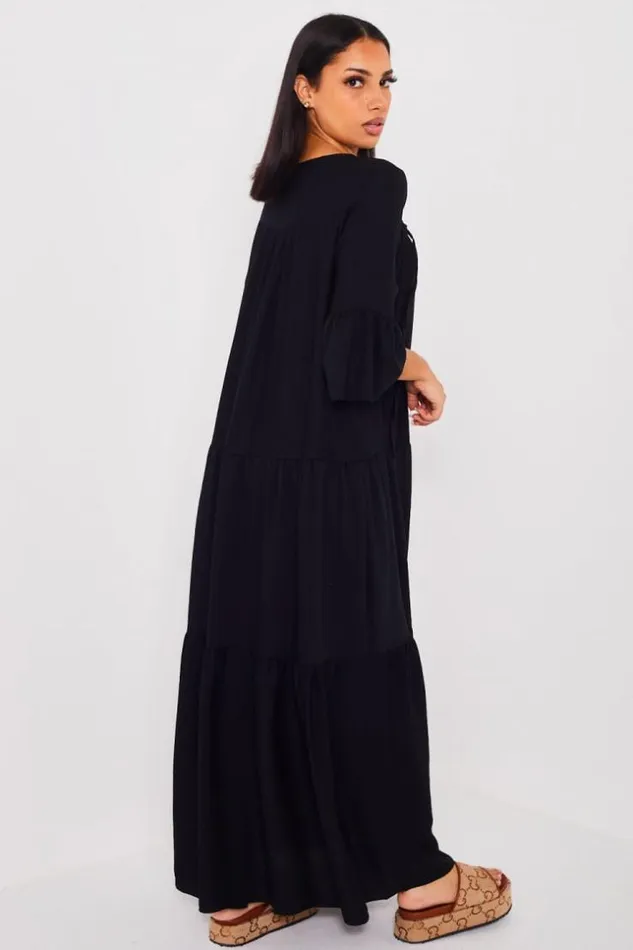 Women Robe Longue vase Noire Black Brentiny Paris Short Dresses