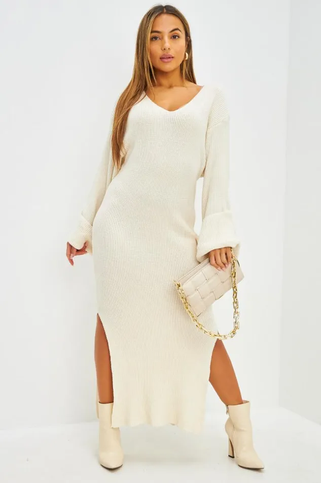 Women Robe Pull Longue Noire Ctel Col Rond Brentiny Paris White Tops