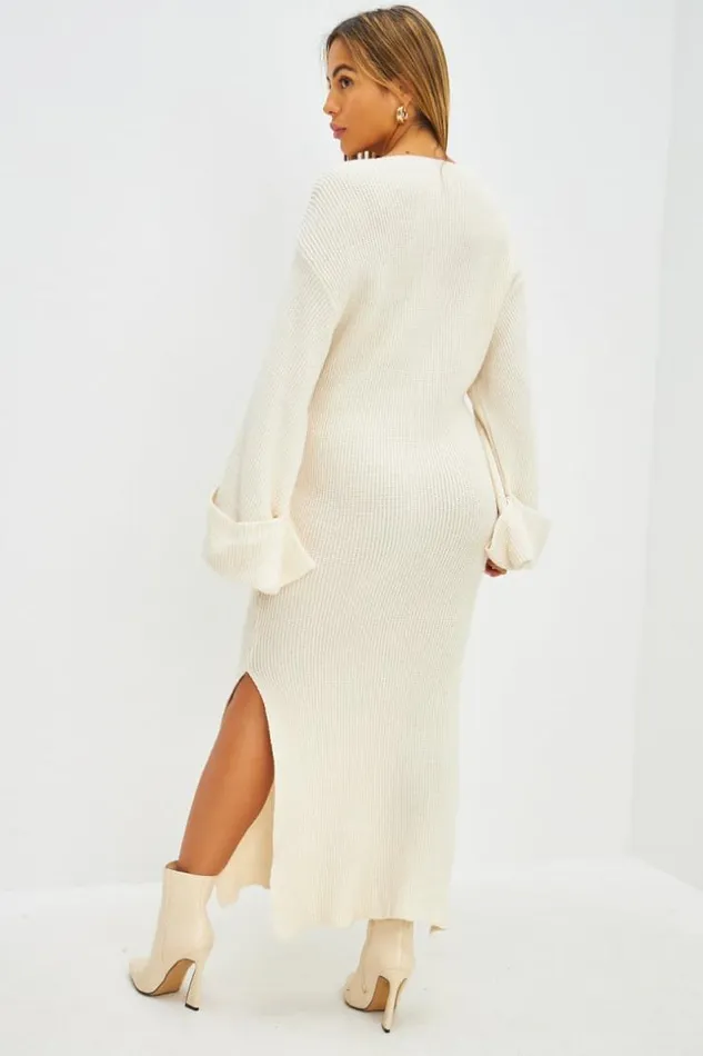 Women Robe Pull Longue Noire Ctel Col Rond Brentiny Paris White Tops