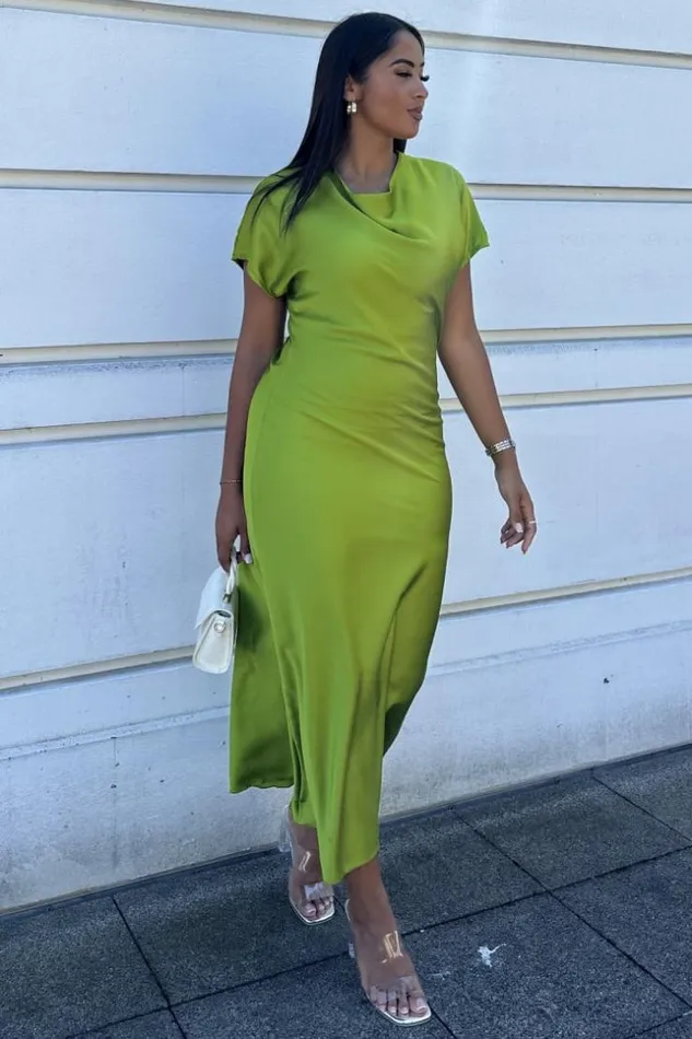 Women Robe Verte Longue Satine Vertclair Brentiny Paris Short Dresses