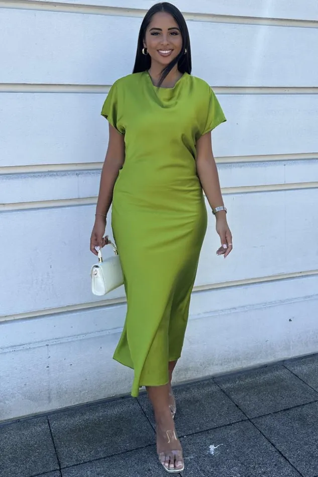 Women Robe Verte Longue Satine Vertclair Brentiny Paris Short Dresses