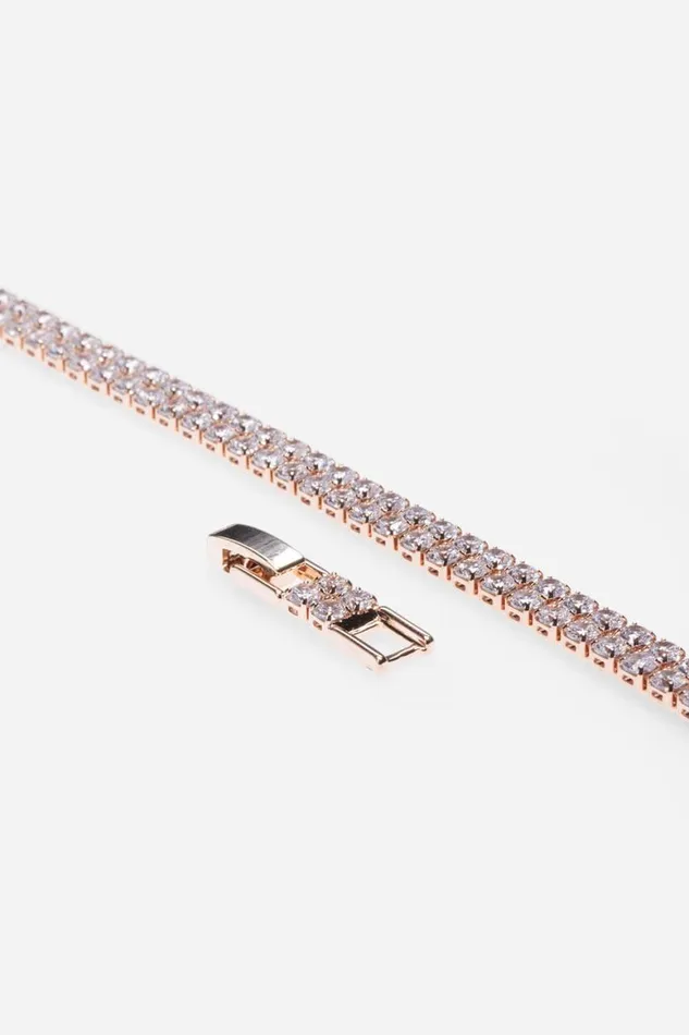 Women Rose Gold Double Layer Tennis Bracelet Roman Jewellery