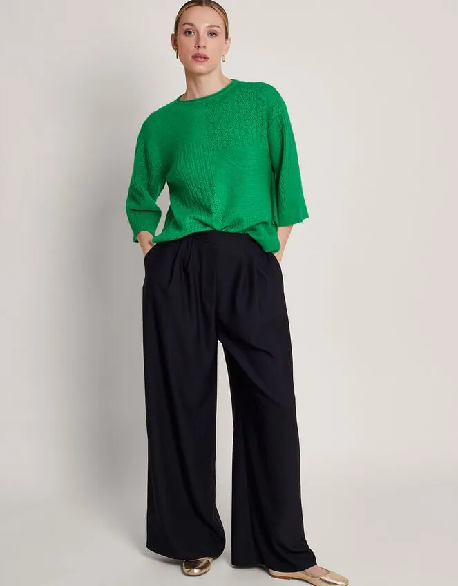 Women San Mixed Knit Jumper Green Monsoon Casualwear