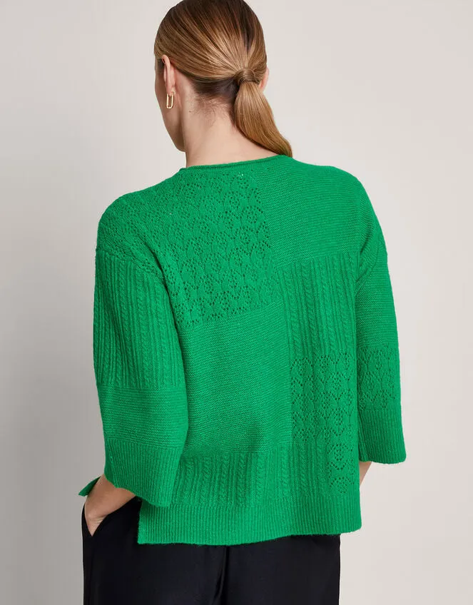 Women San Mixed Knit Jumper Green Monsoon Casualwear