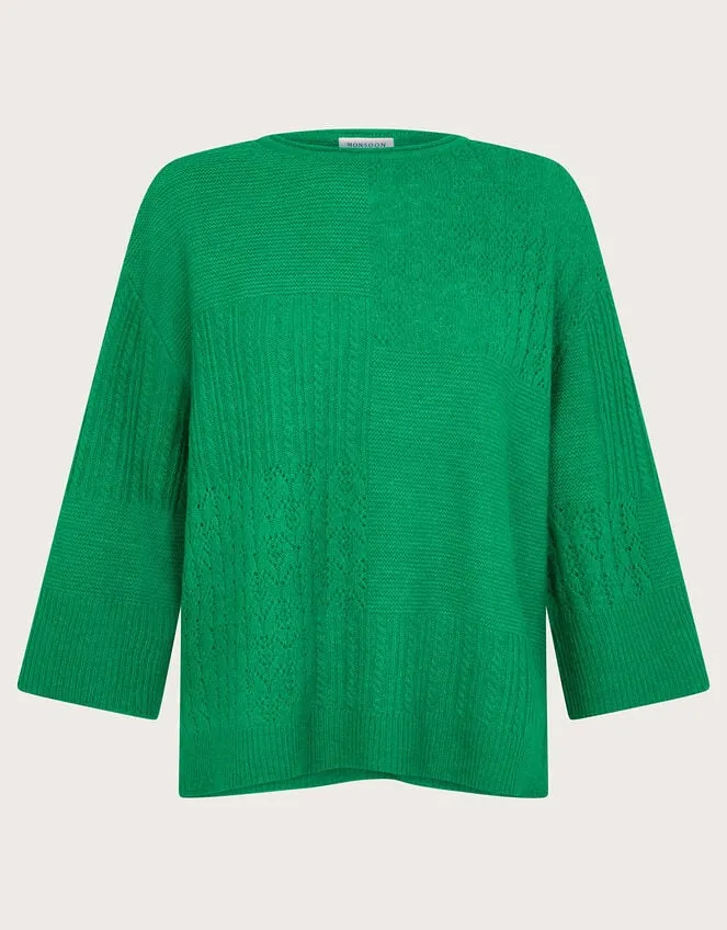 Women San Mixed Knit Jumper Green Monsoon Casualwear
