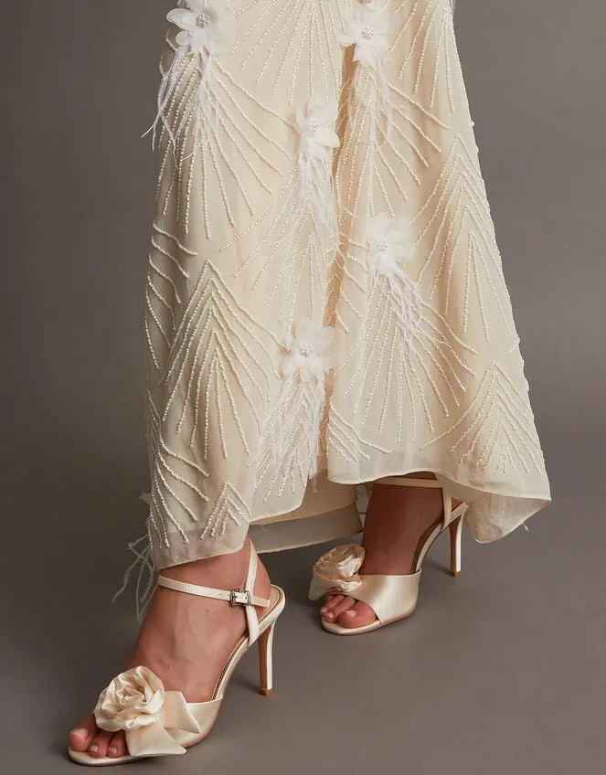 Women Satin Corsage Stilettos Ivory Monsoon Wedding Shoes