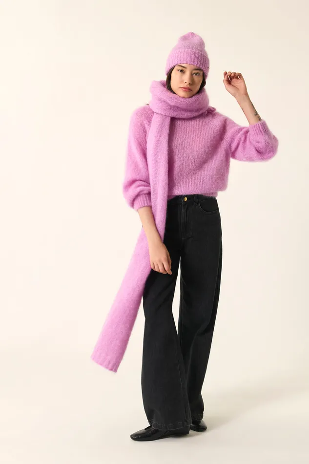 Women Scarf Charlette Blossom charpe Mohair Rose Mauve Des Petits Hauts Scarves and Beanies