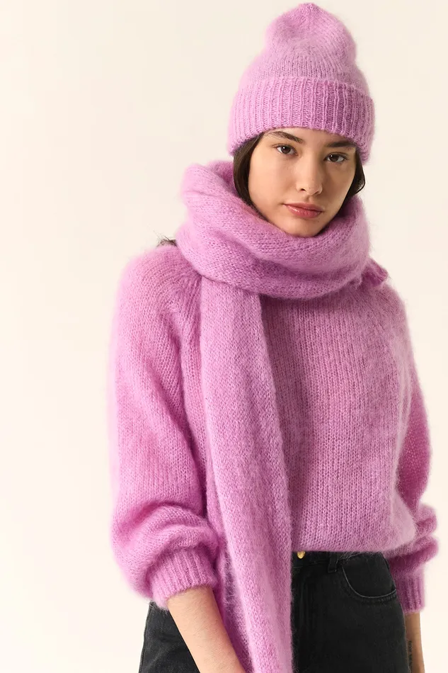Women Scarf Charlette Blossom charpe Mohair Rose Mauve Des Petits Hauts Scarves and Beanies