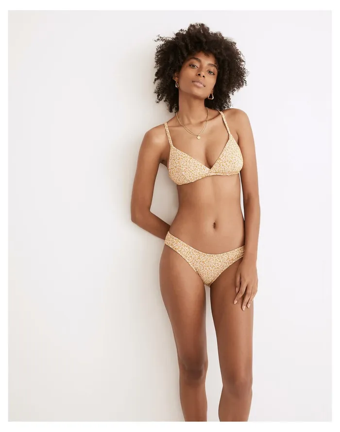Women Second Wave Floral Jacquard Classic Bikini Bottom Lighthouse Madewell Swim