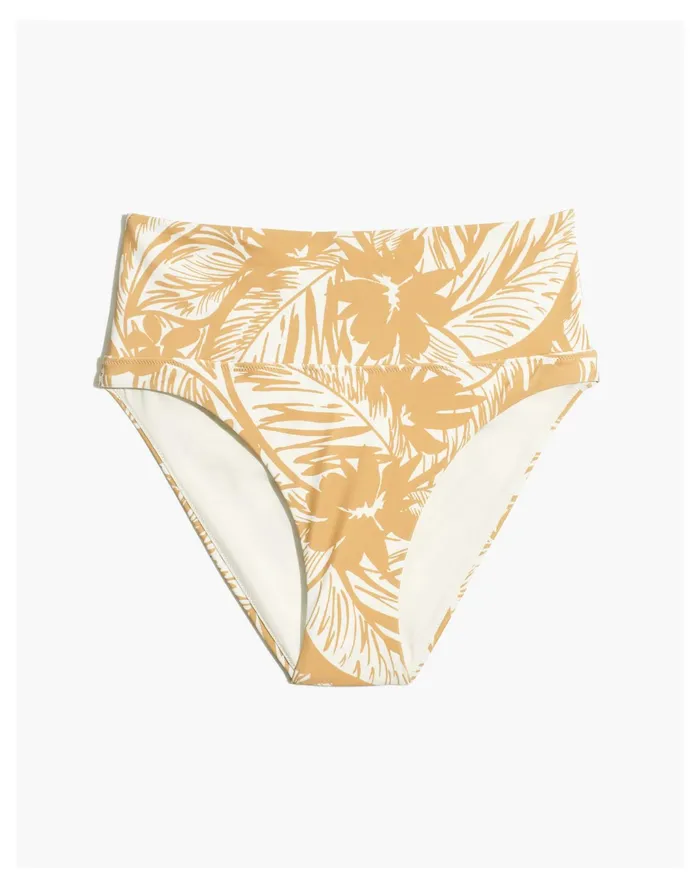 Women Second Wave High Cut Cheeky Bikini Bottom In Palm Leaves Earthen Sand Madewell Swim Women Second Wave High Cut Cheeky Bikini Bottom In Palm Leaves Earthen Sand Madewell Swim