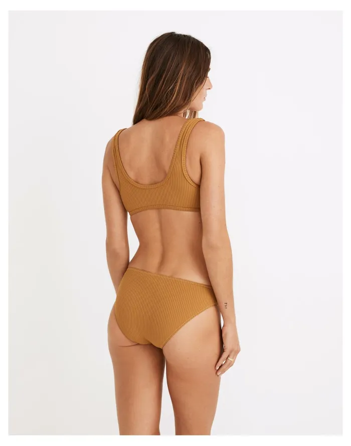 Women Second Wave Ribbed Pullover Bikini Top Antique Gold Madewell Swim Women Second Wave Ribbed Pullover Bikini Top Antique Gold Madewell Swim