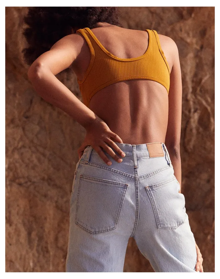 Women Second Wave Ribbed Pullover Bikini Top Antique Gold Madewell Swim Women Second Wave Ribbed Pullover Bikini Top Antique Gold Madewell Swim