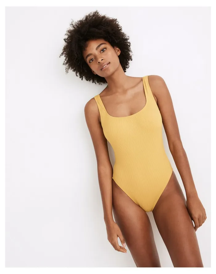 Women Second Wave Ribbed Square Neck Tank One Piece Swimsuit Gilded Chartreuse Madewell Swim Women Second Wave Ribbed Square Neck Tank One Piece Swimsuit Gilded Chartreuse Madewell Swim
