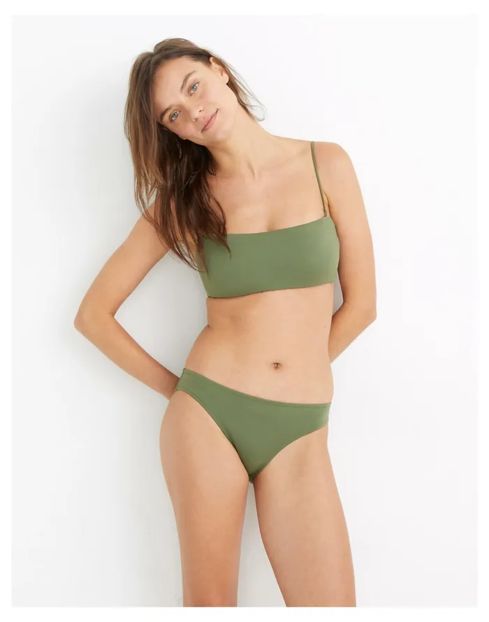 Women Second Wave Spaghetti Strap Bandeau Bikini Top Palm Tree Madewell Swim