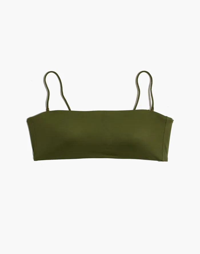 Women Second Wave Spaghetti Strap Bandeau Bikini Top Palm Tree Madewell Swim Women Second Wave Spaghetti Strap Bandeau Bikini Top Palm Tree Madewell Swim